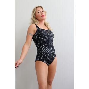 1990's Vintage Polka Dot Retro Swimsuit Women's Medium to Large MD LG One Piece